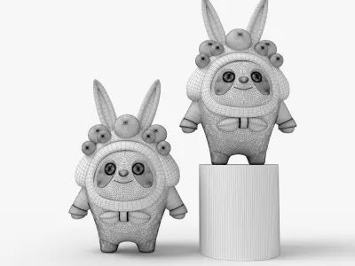 Rabbit pier toy model Low-poly 3D model
