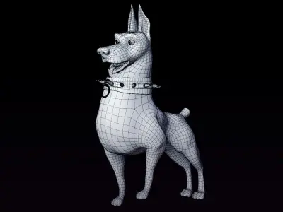 Doberman - stylized Dog rigged character for Blender Low-poly 3D model