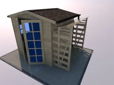 garden house with woodshed 3D model
