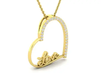 Diamond love Heart pendant for woman 3D print model