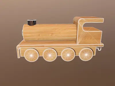 Wooden Toy Train - Engine 003 Low-poly 3D model