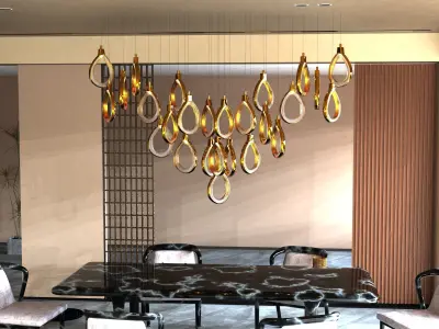 Dining Chandelier - Luxury Teardrop Pendant Lighting 3D model