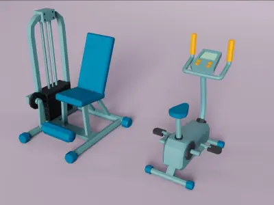 Gym Equipment Set Low-poly 3D model