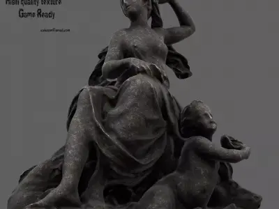 statue 1 of woman holding child 3D model