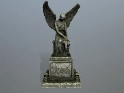 statue 3 with angel Low-poly 3D model