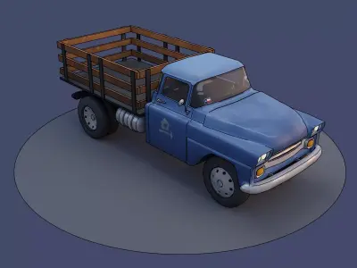 Chevrolet 2-ton Truck Cartoon Style Low-poly 3D model