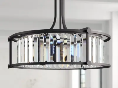 Bunton 4 - Light Crystal Drum Chandelier - 2 colour 3D model