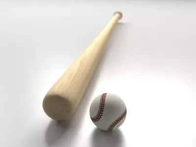 Baseball Bat and Ball 3D model