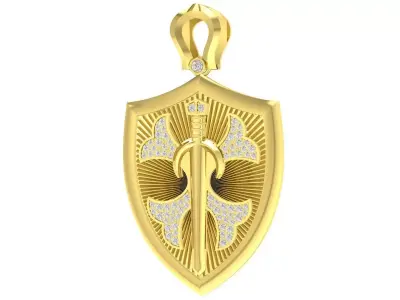 Luxury Shield Cross Pendant Jewelry Design  3352 3D print model