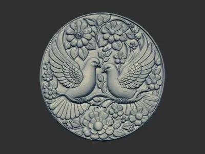 two dove walldecor cnc model 3D print model