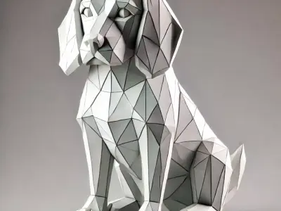 LowPoly Beagle Dog Statue 3D model