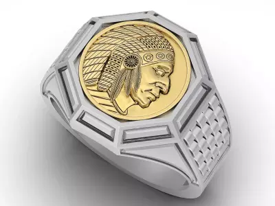 Indian Man Ring silver gold printable jewelry 3D print model