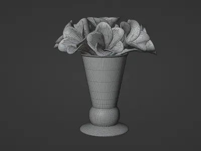 Decor bouquet of flowers in a porcelain vase 2 3D model