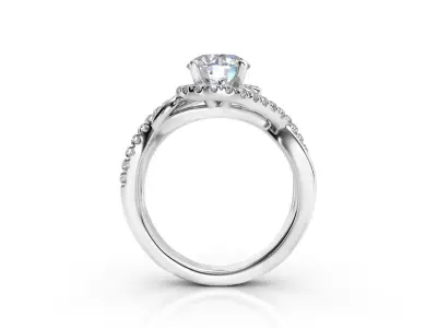 ZRP034 rose gold engagement ring with oval cut center stone 3D print model