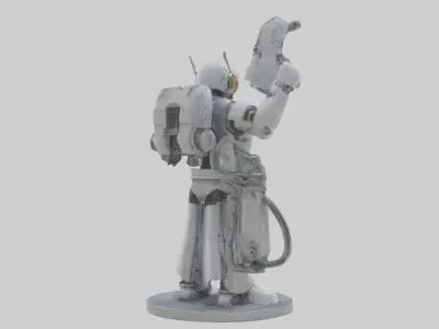 Robot Engineer statue model Low-poly 3D model