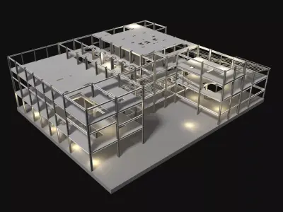 Factory structure in plan cut 25i05 3D model