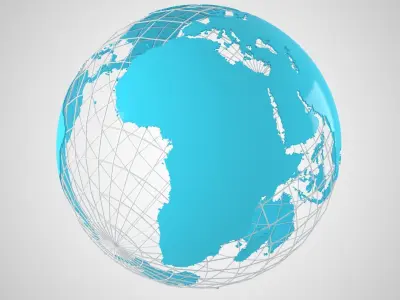 Globe News Skeleton Cyan 3D model