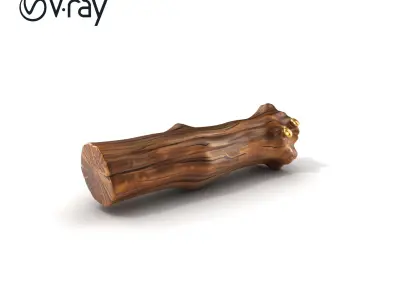Driftwood Brass Accent Log D model pack Low-poly 3D model