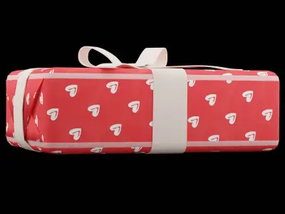 Gift Box With Hearts Wrap Low-poly 3D model