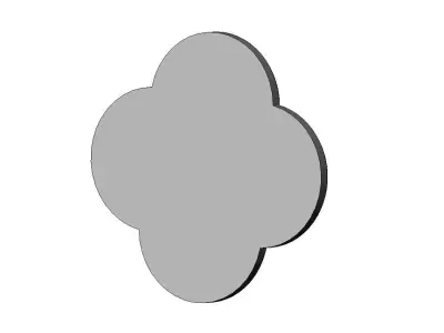 Carved beaded gothic clover rosette applique relief 3D print model