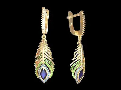 Feather earrings two sizes 3D print model