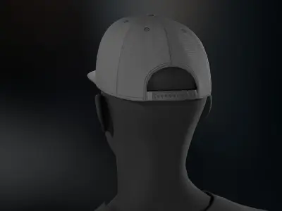 Gray Snapback Cap Low-poly 3D model