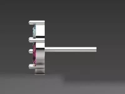 Rainbow Gemstone Stud stl Earrings model je0025 3D print model