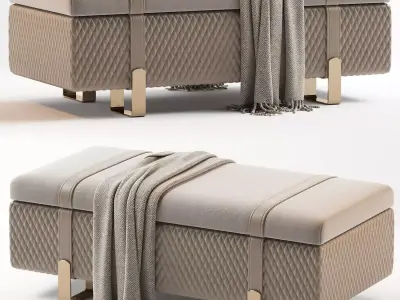 Modern Italian Designer Quilted Leather Ottoman Be 3D model