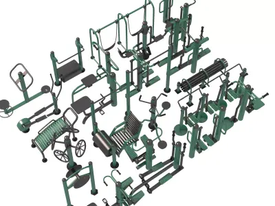 Outdoor Fitness Equipments Collection  3D model