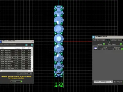 U Shaped Eternity Ring 3 point 2 mm stone size swiss 16 and EU56 3D print model