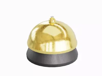 Gold Reception Bell  Low-poly 3D model