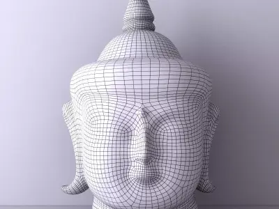 Antique Wooden Buddha Head Red 3D model