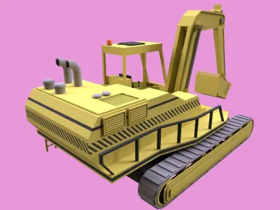 Lowpoly Excavator Low-poly 3D model