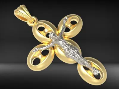 Puffed Gucci Link Jesus Crucifix Cross Pendant 3D print model