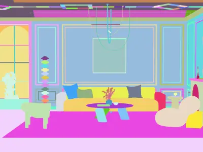 Parisian interior scene 3D model 3D model