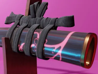 Katana Pink Ornament Sakura Display GAME READY Low-poly 3D model