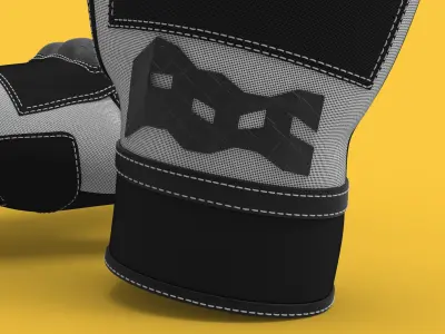 Black and white riding gloves 3D model