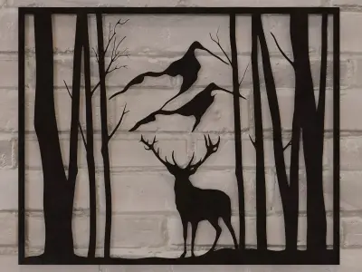 Deer Metal Wall Art 3D model