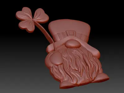 Gnome and clover 3D print model