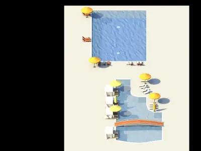 Low Poly Swimming Pools Low-poly 3D model