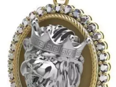 Lion Pendant 3D model Texture 3D print model