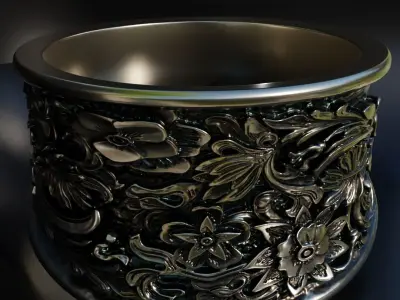 acanthus flowers ring - baroque 3D print model