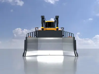Hydraulic bulldozer tracked construction site vehicle orange Low-poly 3D model