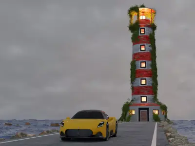 Lighthouse showroom 3D model Low-poly 3D model