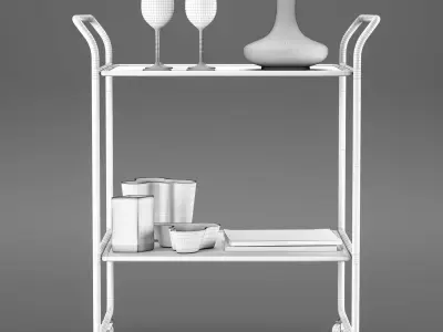 Bar Cart with Accessories 2 3D model