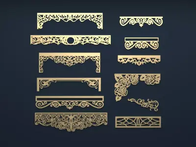 Collection of Curtain  accessories  3D model 01 3D model