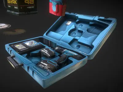 drill tools saw low poly Low-poly 3D model