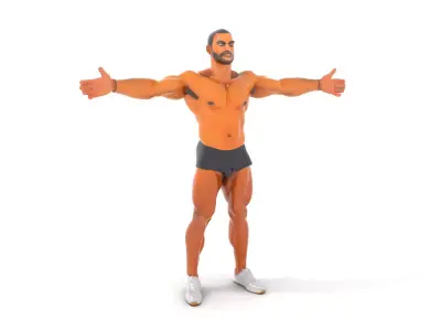 Muscular Male Figure Model Pack with Athletic Pose Low-poly 3D model