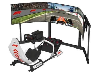 Playseat Formula Instinct F1 Edition Racing Chair and 3 Monitors 3D model