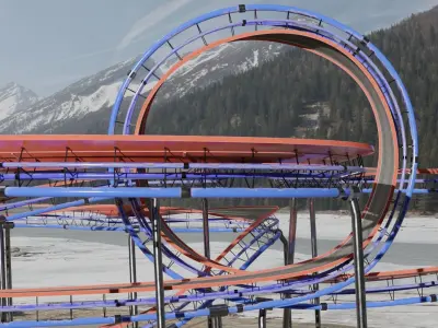 Acrobatic Auto Racing Circuit Low-poly 3D model